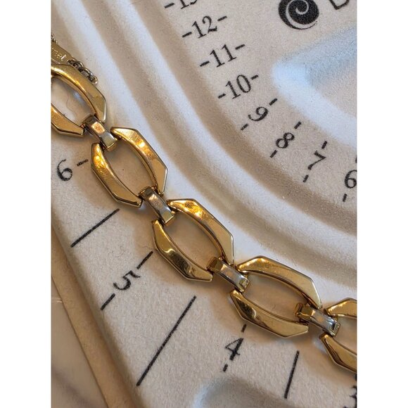 Monet Gold-Tone Link Bracelet With Safety Chain - Vintage Style Jewelry Accessor - Picture 6 of 10